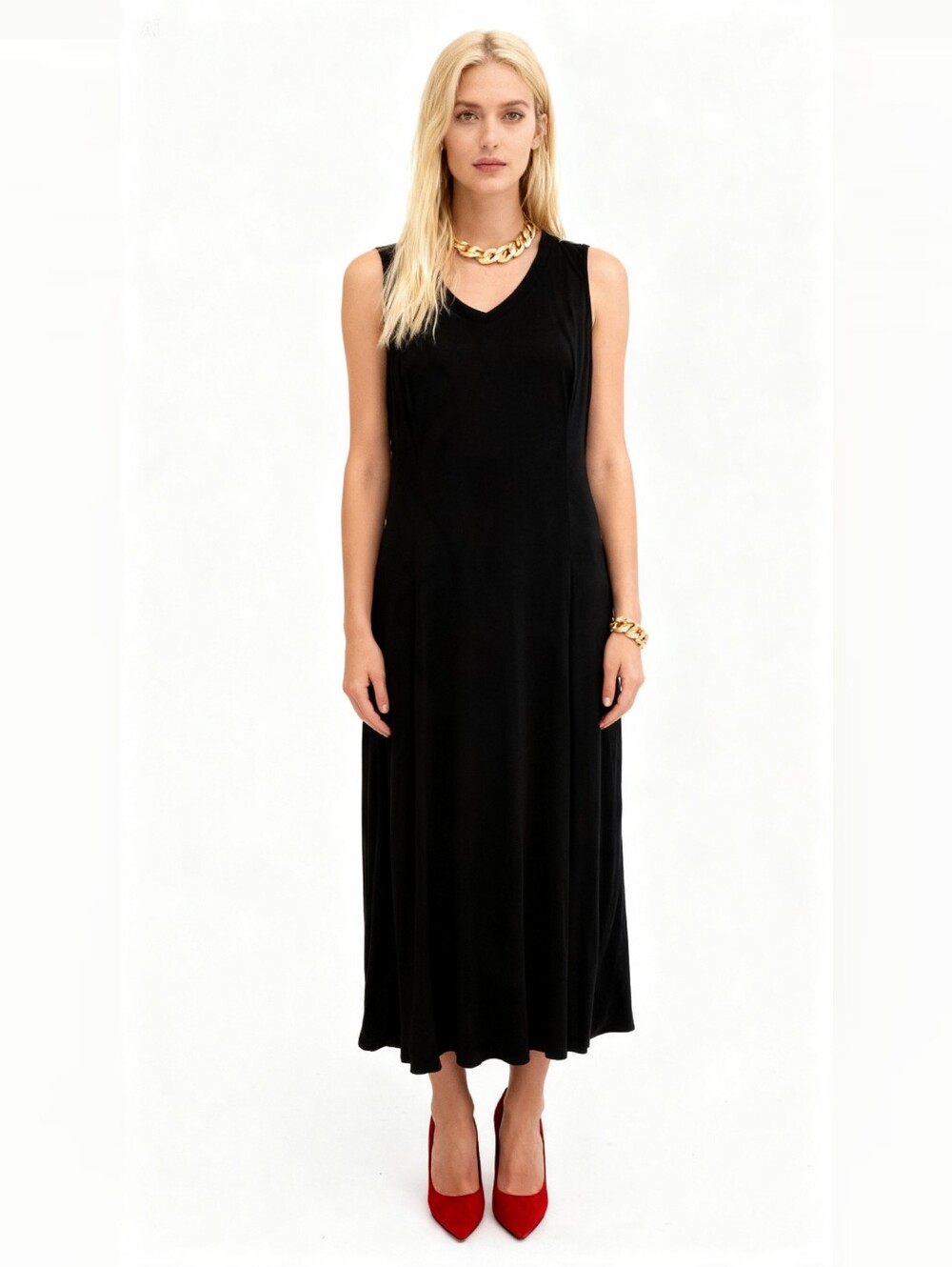 NEW! Catherines Black Jersey Sleeveless Midi Dress Size 1X